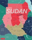 Sudan country detailed editable map