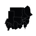 Sudan country map vector with regional areas