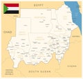 Sudan - detailed map with administrative divisions and country flag