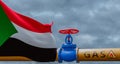 Sudan gas, valve on the main gas pipeline Sudan, Pipeline with flag Sudan, Pipes of gas from Sudan, 3D work and 3D image Royalty Free Stock Photo
