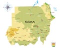 Sudan highly detailed physical map