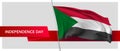 Sudan independence day vector banner, greeting card.