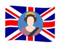 Elizabeth Queen 1926 2022 Face Portrait With British United Kingdom Flag Ribbon Royalty Free Stock Photo