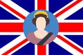 Elizabeth Queen 1926 2022 Face Portrait With British United Kingdom Emblem Flag Royalty Free Stock Photo
