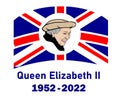 Queen Elizabeth Face Portrait 1952 2022 Blue With British United Kingdom Emblem
