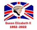 Queen Elizabeth Face Portrait 1952 2022 Red With British United Kingdom Emblem