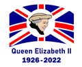 Queen Elizabeth Face Portrait 1926 2022 Blue With British United Kingdom Emblem