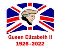 Queen Elizabeth Face Portrait 1926 2022 Red With British United Kingdom Emblem Royalty Free Stock Photo