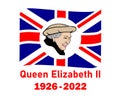 Queen Elizabeth Face Portrait 1926 2022 Red With British United Kingdom Flag Ribbon Royalty Free Stock Photo
