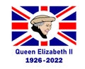 Queen Elizabeth Face Portrait 1926 2022 Blue With British United Kingdom Flag Emblem Royalty Free Stock Photo