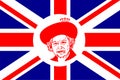 Queen Elizabeth Face Portrait Red With British Flag Royalty Free Stock Photo