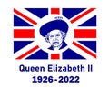 Queen Elizabeth Portrait Face 1926 2022 Blue With British Flag Emblem Royalty Free Stock Photo