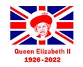 Queen Elizabeth Portrait Face 1926 2022 Red With British Flag Emblem Royalty Free Stock Photo