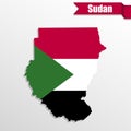Sudan map with flag inside and ribbon Royalty Free Stock Photo