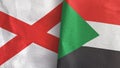 Sudan and Northern Ireland two flags textile cloth 3D rendering