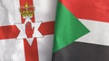 Sudan and Northern Ireland two flags textile cloth 3D rendering