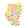 Sudan political map with region names. Low detailed.