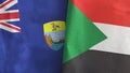 Sudan and Saint Helena two flags textile cloth 3D rendering