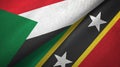 Sudan and Saint Kitts and Nevis two flags textile cloth, fabric texture