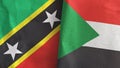 Sudan and Saint Kitts and Nevis two flags textile cloth 3D rendering