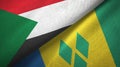 Sudan and Saint Vincent and the Grenadines two flags textile cloth