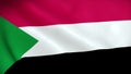 The Sudanese flag flutters in the wind close-up