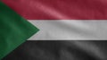 Sudanese flag waving in the wind. Close up of Sudan banner blowing soft silk