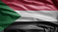 Sudanese flag waving in the wind. Close up of Sudan banner blowing soft silk