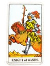 Knight of Wands Tarot Card Sudden Arrival Great at Beginnings No Follow Through Unfinished Projects Personal Freedom Royalty Free Stock Photo