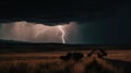 A dramatic lightning strike in a dark stormy sky created with Generative AI