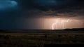 A dramatic lightning strike in a dark stormy sky created with Generative AI