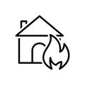 Black line icon for Suddenly, abruptly and house Royalty Free Stock Photo