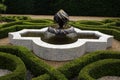 Sudeley Castle knot garden's fountain in Winchcombe, England Royalty Free Stock Photo