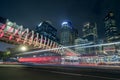 Sudirman Highway with new pedestrian bridge Royalty Free Stock Photo