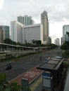 Sudirman roadscape in Jakarta city Royalty Free Stock Photo