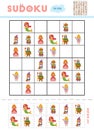 Sudoku for children, education game. Cartoon characters