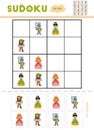 Sudoku for children, education game. Cartoon characters