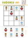 Sudoku for children, education game. Cartoon characters