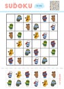 Sudoku for children, education game. Cartoon set of mittens. Royalty Free Stock Photo