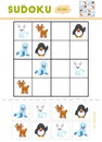 Sudoku for children, education game. Cartoon winter animals Royalty Free Stock Photo