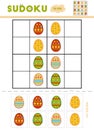 Sudoku for children, education game. Easter eggs