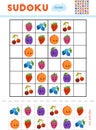 Sudoku for children, education game. Set of berries