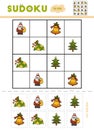 Sudoku for children, education game. Set of Christmas items - Gi