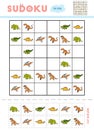 Sudoku for children, education game. Set of dinosaurs Royalty Free Stock Photo