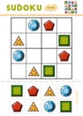 Sudoku for children, education game. Set of gemstones.