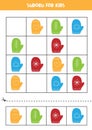 Educational Sudoku game with cute cartoon colorful mittens.