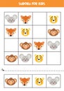 Sudoku with cute and happy animal faces
