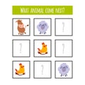 Sudoku, educational game for children. Cartoon farm animals