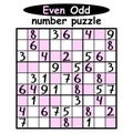 Sudoku with even and odd numbers vector illustration Royalty Free Stock Photo