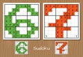 Sudoku game with the answers. 6, 7 numbers Royalty Free Stock Photo